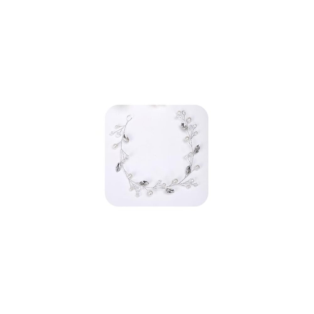 Silver Girl Headpiece Princess Headband for Women and Girls Crystal Pearl Hair V
